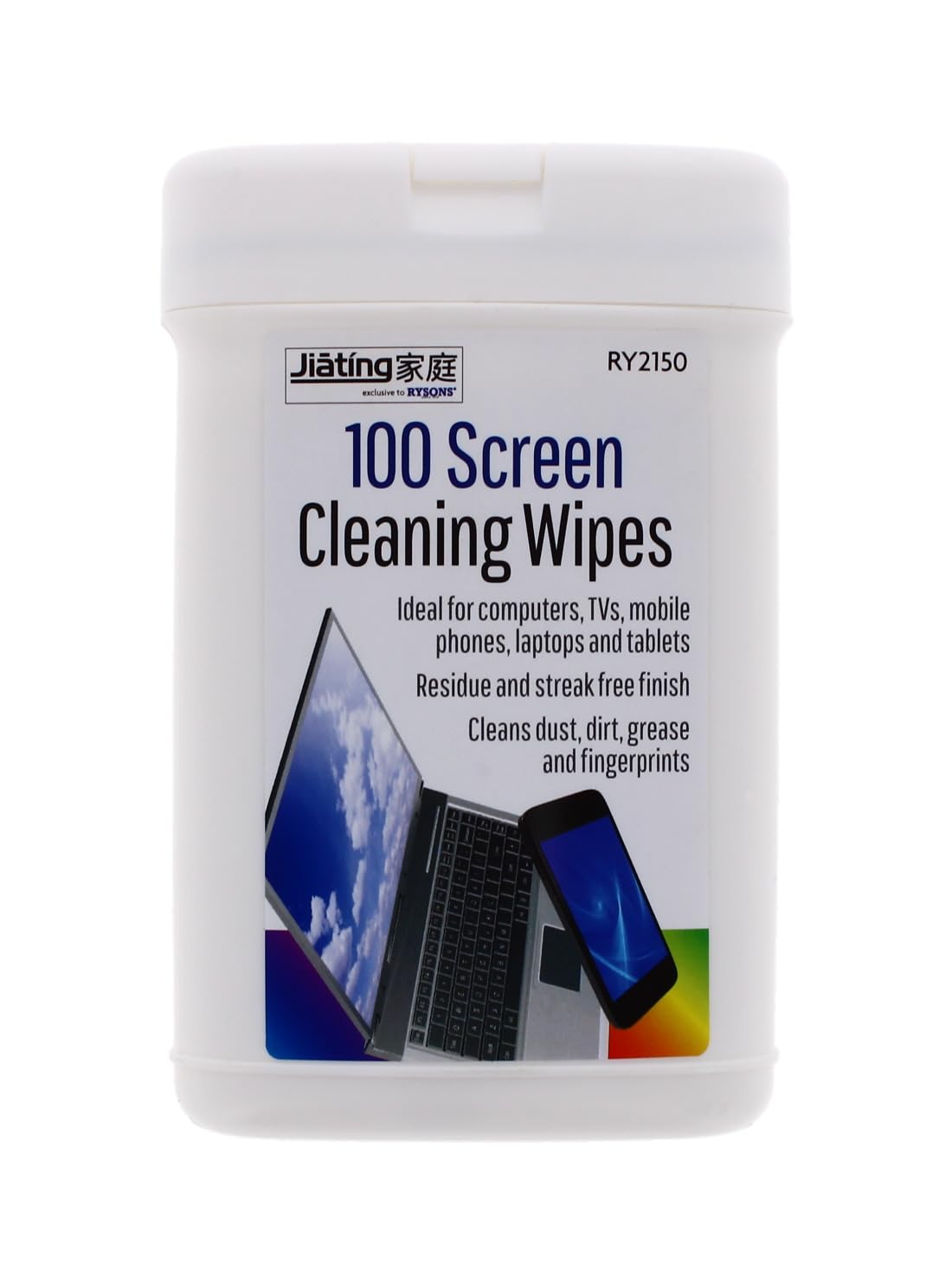 Jiating Cleaning Wipes 100 Pack Tv Pc Laptop Monitor Screen Cleaner Tub Cleans Dust Dirt and Fingerprints Computer Smartphones Mobile Phone Touchscreen Tablet Keyboard Ipad LCD Multipurpose Kit