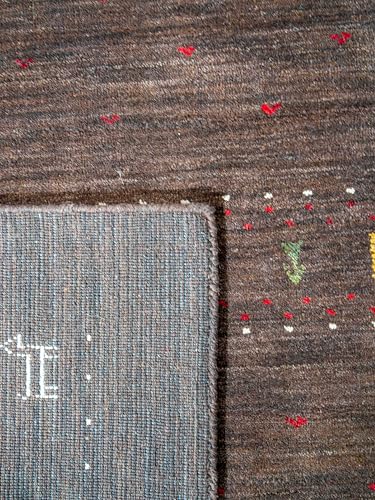 Tapete decorativo rectangular 3'x5' de lana hecho a mano miniatura 6