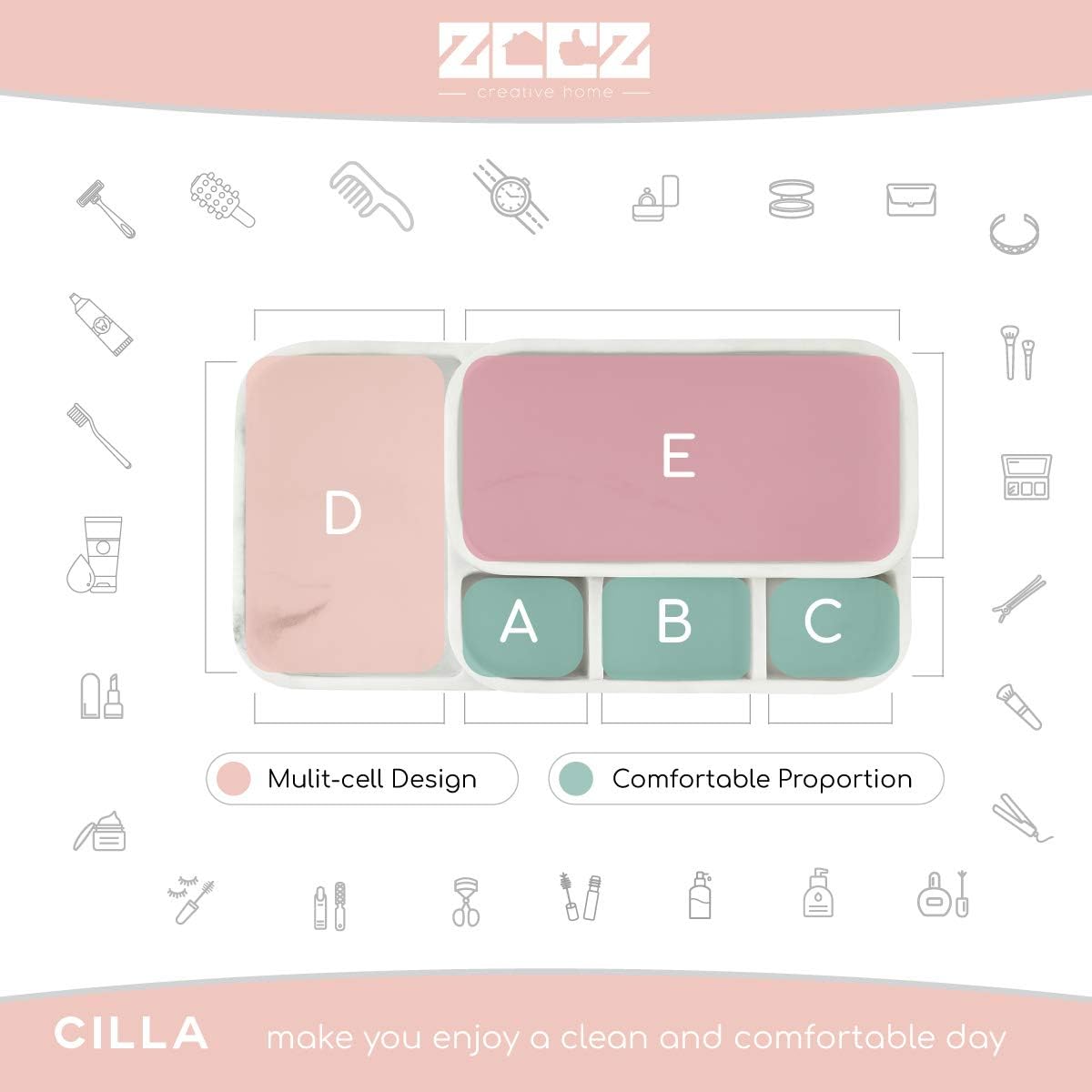 zccz Bathroom Organizer Toothbrush Holders - Electric Toothbrush and Toothpaste Holder for Bathrooms - Tooth Brushing Holder Bathroom Sink Organizers Countertop Storage, Oil Rubbed Bronze