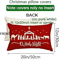 Vista 2 de RABUSOFA Fundas de almohada de Navidad de 12 x 20 pulgadas, almohadas de Navidad, fundas de almohada de noche santa, fundas de cojín rojas