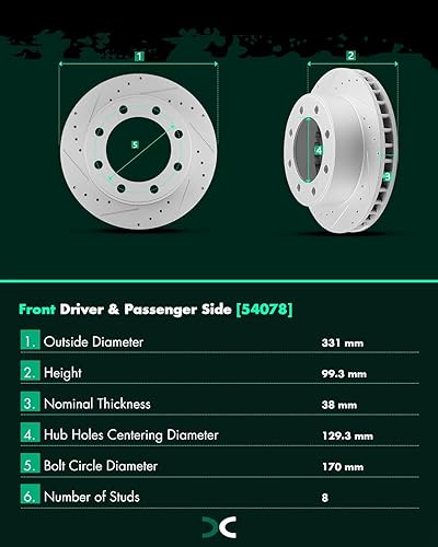 Miniatura 796 de Kits de frenos y rotores, rotores de freno SCITOO y 8 pastillas de cerámica para 08-12 para Chrysler Town & Country, 08-12 para Dodge Grand Caravan