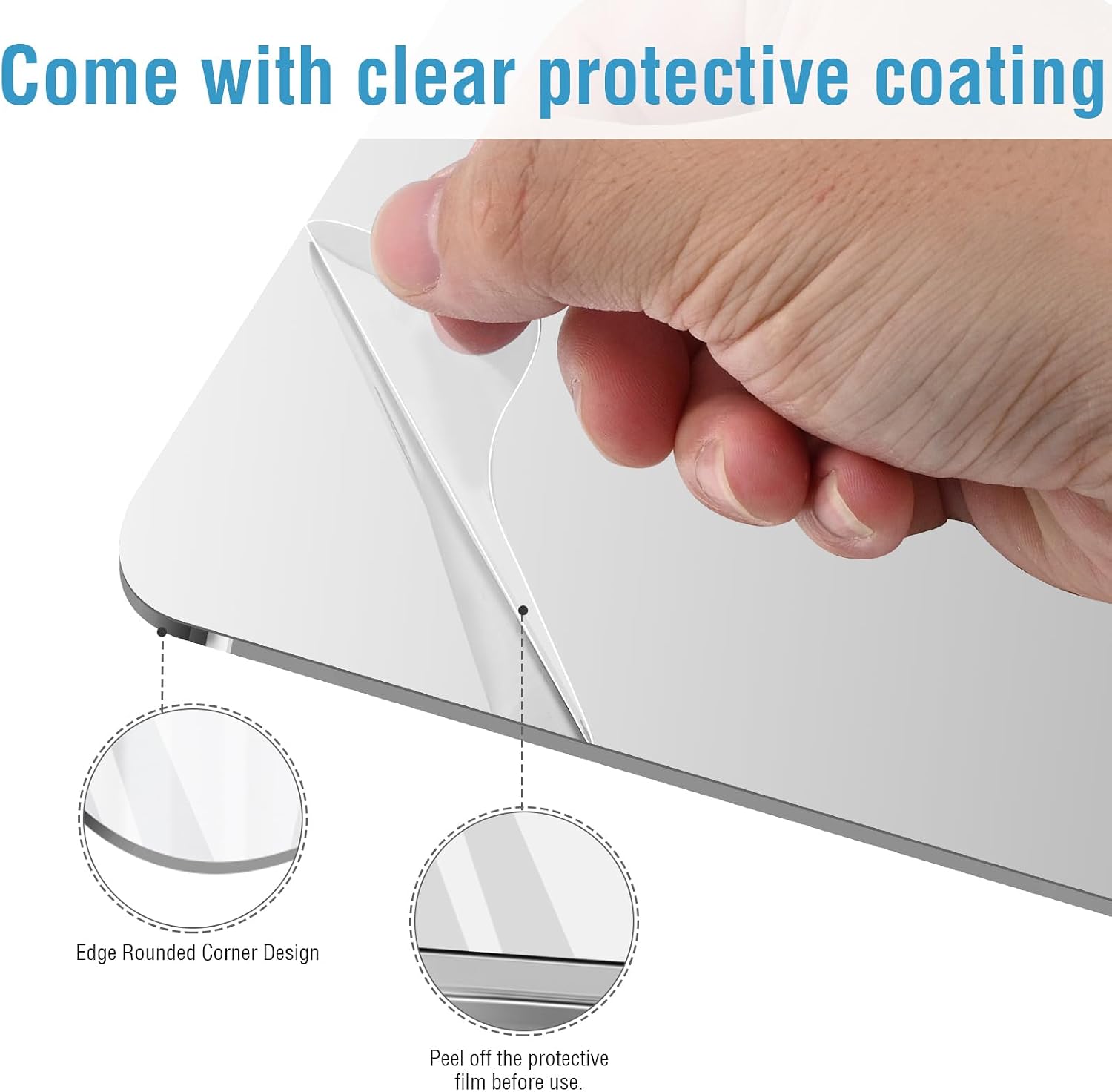 Magnetic Locker Mirror | Shatterproof Acrylic with Heavy-Duty Backing & Rounded Corners | Lightweight Frameless Design for Fridges, Offices, School Lockers & Toolboxes
