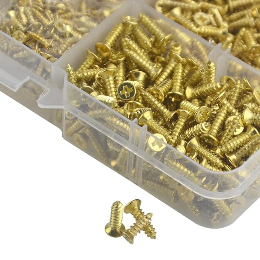 Kit de tornillos autorroscantes M2 y M2.5 acero carbono dorados 1200 pcs miniatura 7