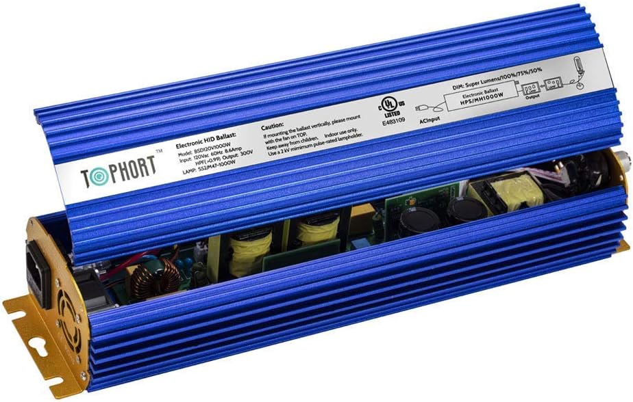 TOPHORT 1000 Watts Digital Dimmable Electronic Ballast for HPS MH Grow Light Bulb Lamp Ballasts