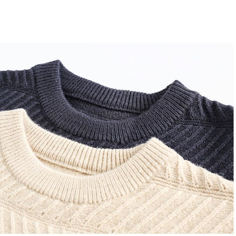 Men's Wear Winter Solid Color Thick Warm Round Neck Sweater Male Couples Casual Sweater3