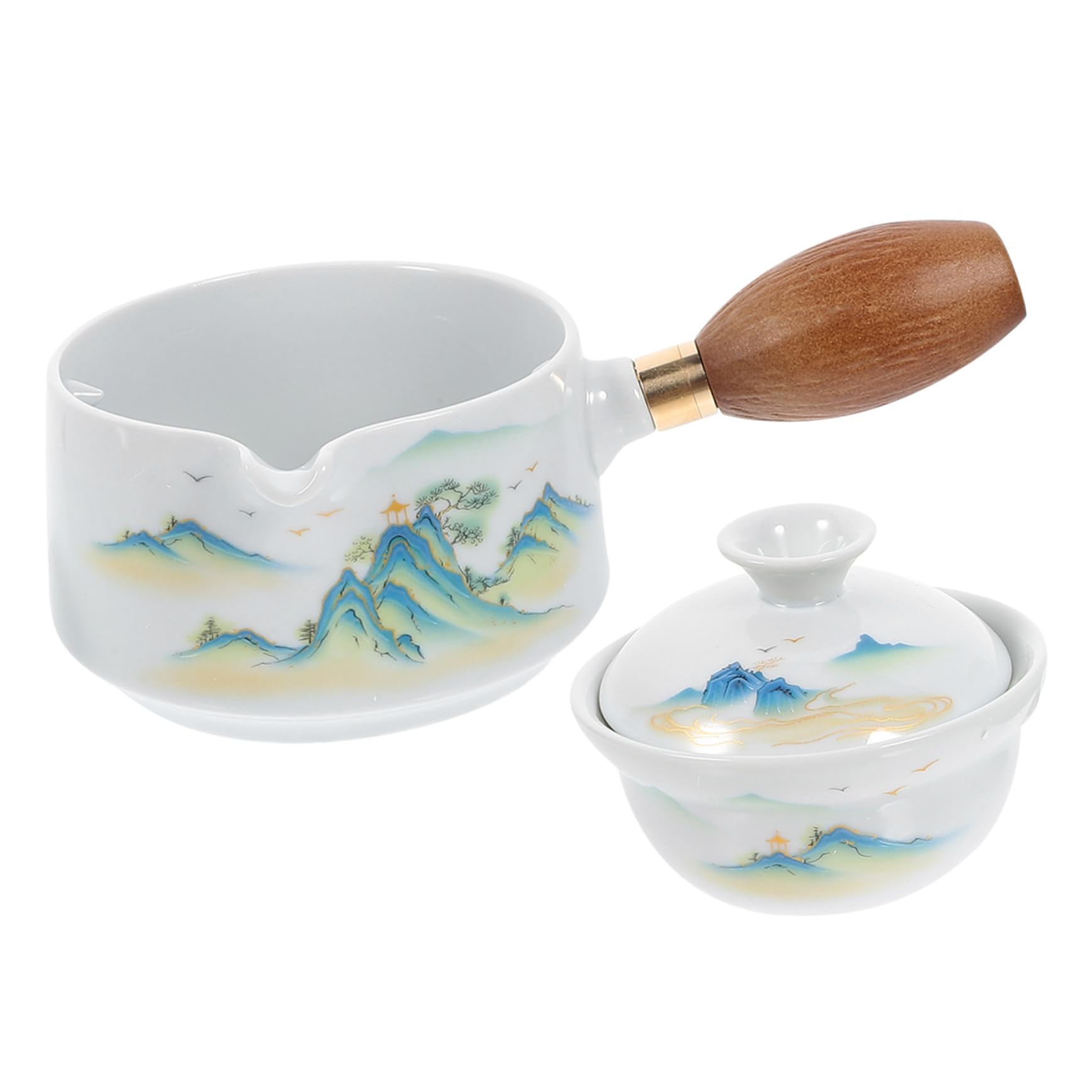 Zerodeko 2pièces Théière Céramique à Rotation Avec Poignée Latérale Pot à Thé Pratique Pour Infusion De Thé Vrac Design Élégant Et Pour Maison Et Bureau