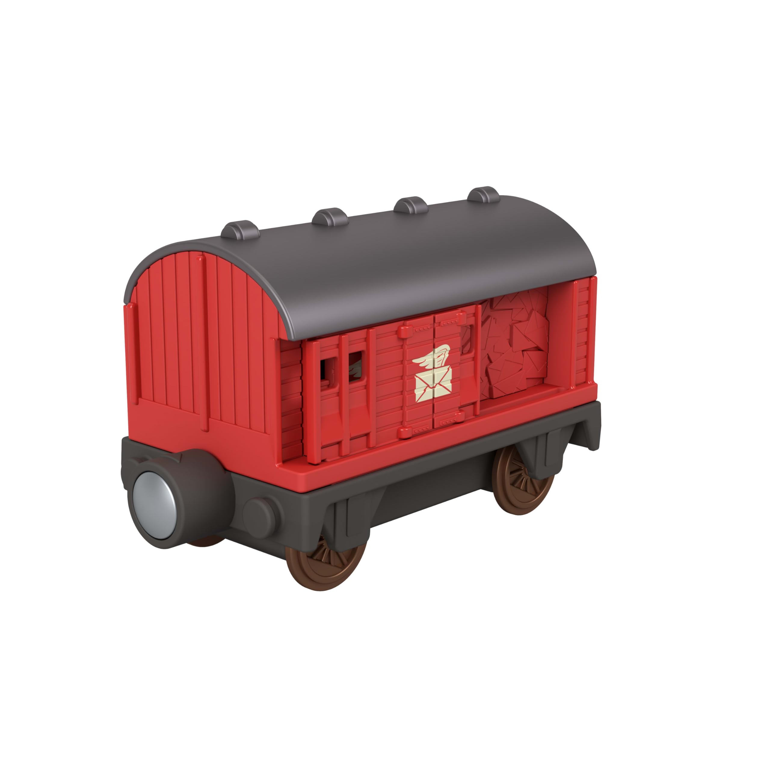 Fisher-Price Thomas i Przyjaciele Percy i wagon pocztowy | Zasilana bateriami lokomotywa i wagon towarowy dla przedszkolaków, klasyczna postać z serii kolejowej, JLL46
