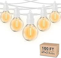 Vista 10 de HISTAR Guirnalda de luces LED para exteriores de 96 pies con control remoto, impermeable, G40, con 52 bombillas LED regulables, luces decorativas