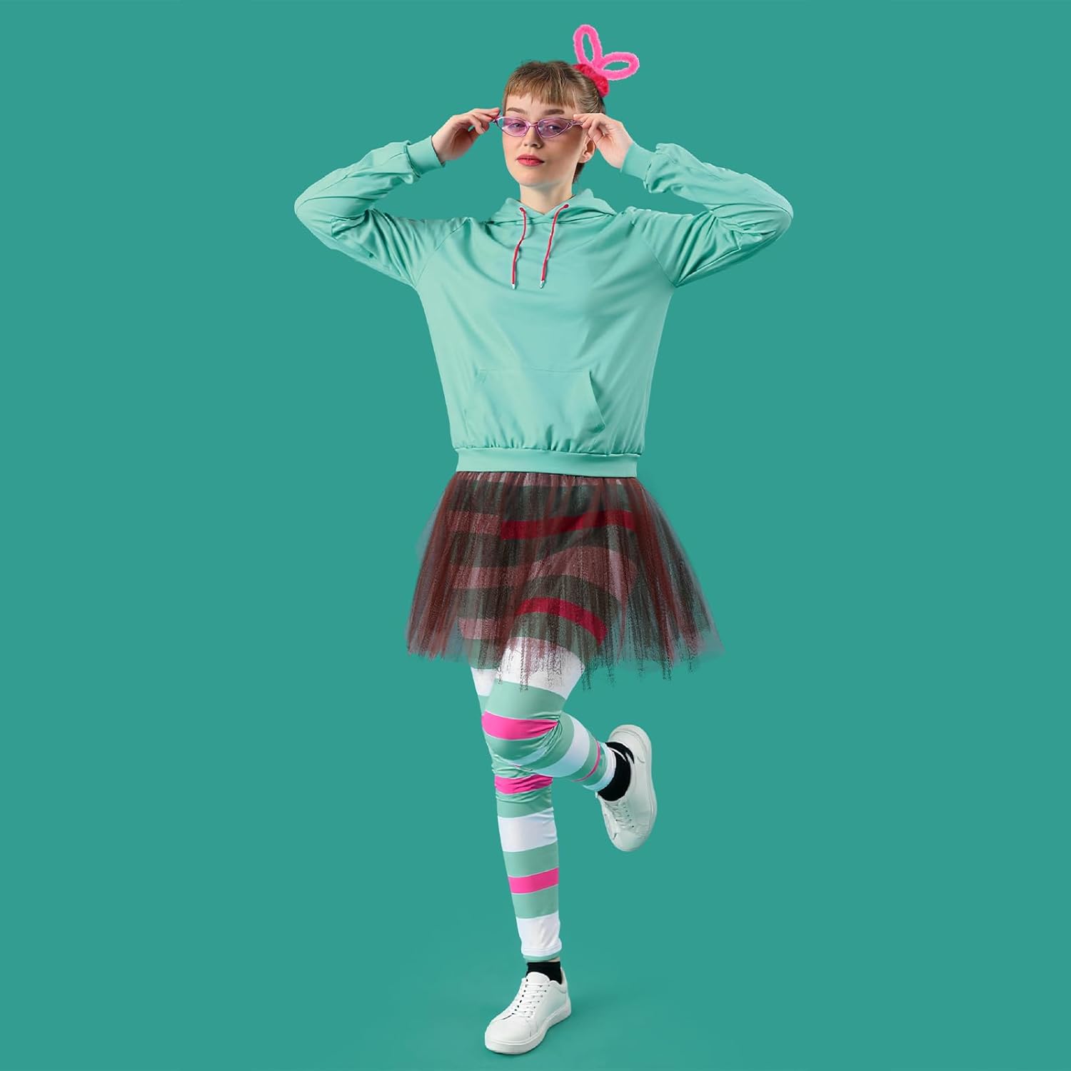 JenPen 5 Pcs Halloween Women's Vane Cosplay Costume Hoodie Skirt Accessories Halloween Cosplay Costume for Adult Pantyhose Headband for Girls Women Party, Medium Size - Image 4