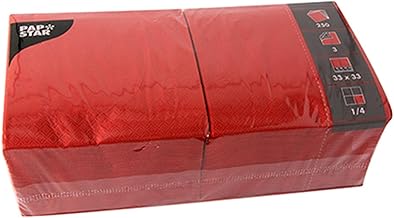 Papstar 12483 250 Serviettes 3 Ply 1/4 Fold 33 x 33 cm Red