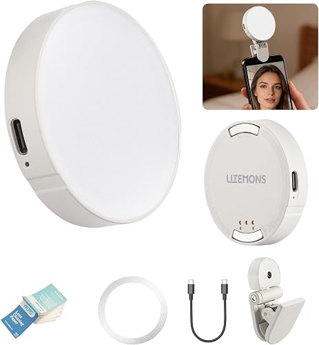 Godox Litemons LR15BI Bi-Colour Selfie LED Ring Light, White, USB-C Rechargeable, 2800K–6500K, CRI 97, Magnetic Mount, for Smartphones