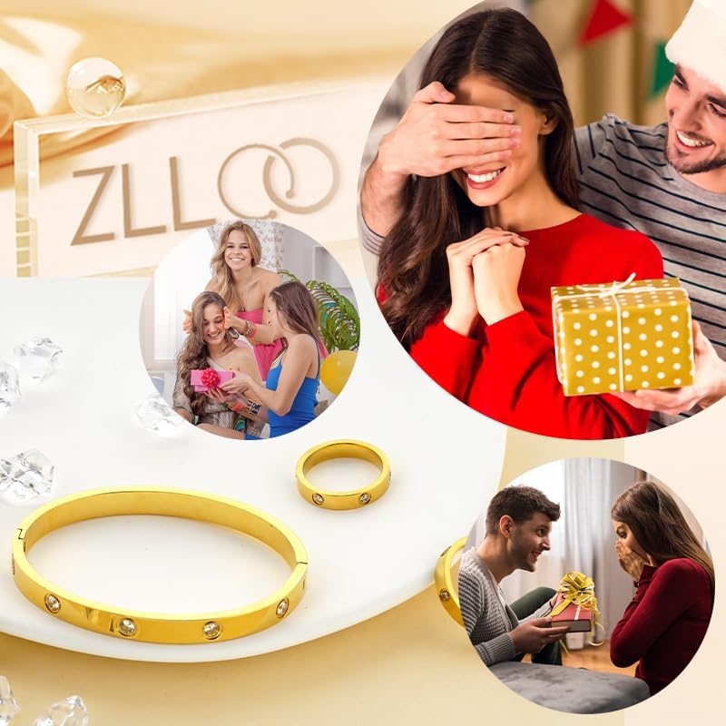 Miniatura 7 de ZLLOO Pulseras de oro para mujer, chapado en oro real de 14 quilates, con circonita cúbica, no se deslustra, pulseras de nudo de amor, ajustables, a