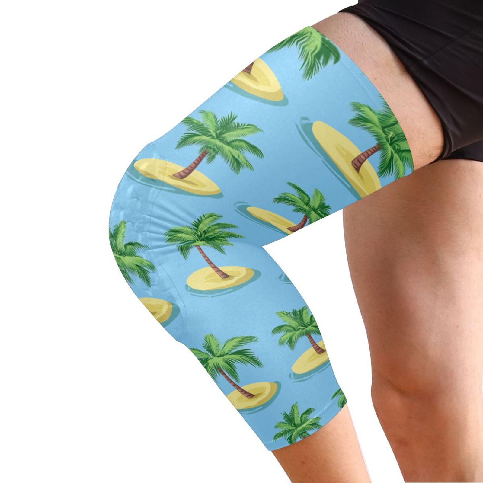 JUNZAN Tropical Trees in Blue Basketball Knee Pads for Youth Kids Wrestling Knee Pads with Sleeves Sport Kneepads for Volleyball Football