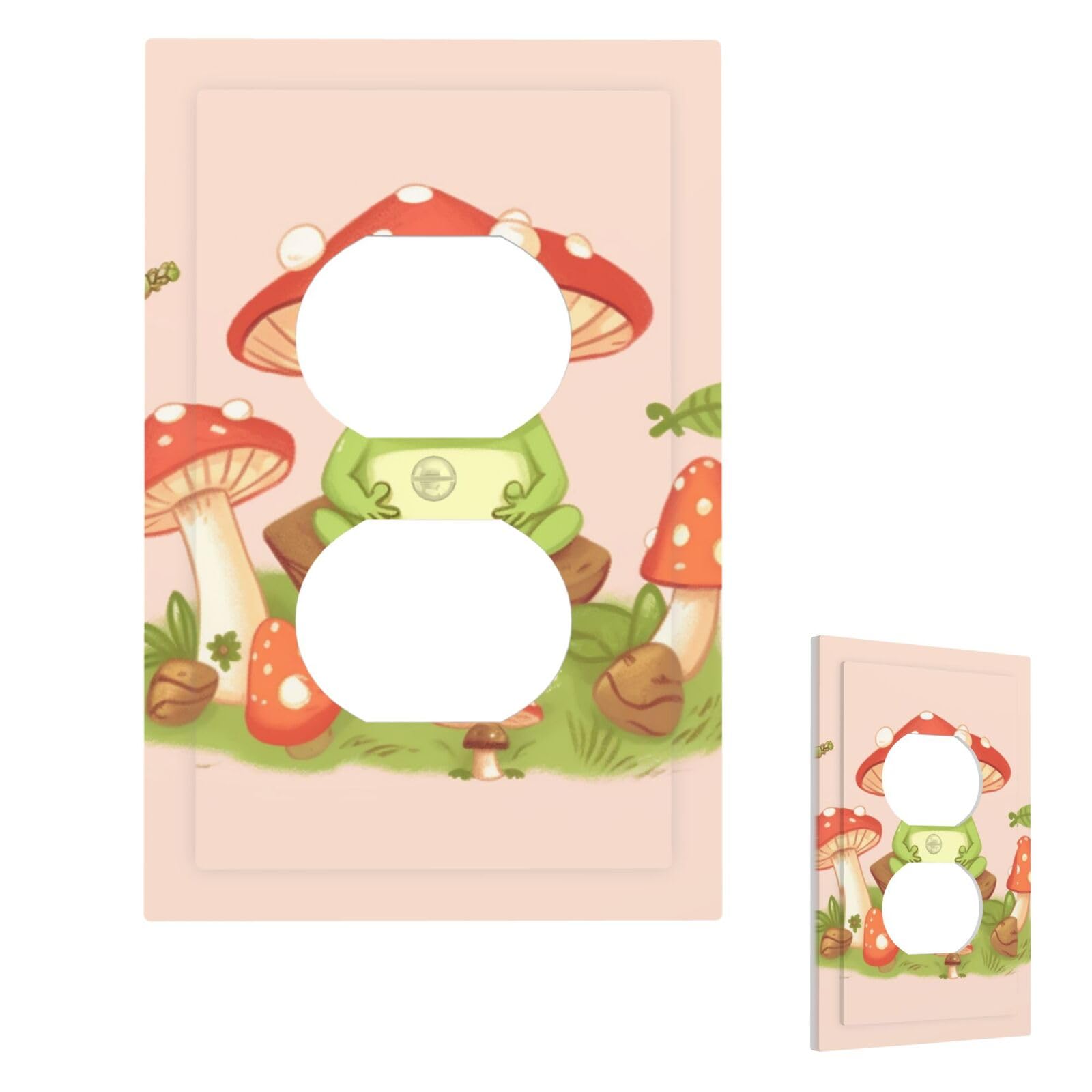 Cute Frogs And Mushrooms Wall Plate Cover Modern Decorative 1 Gang Light Switch Cover Unbreakable Receptacle Outlet Covers For Living Room Bedroom Home Decor Duplex