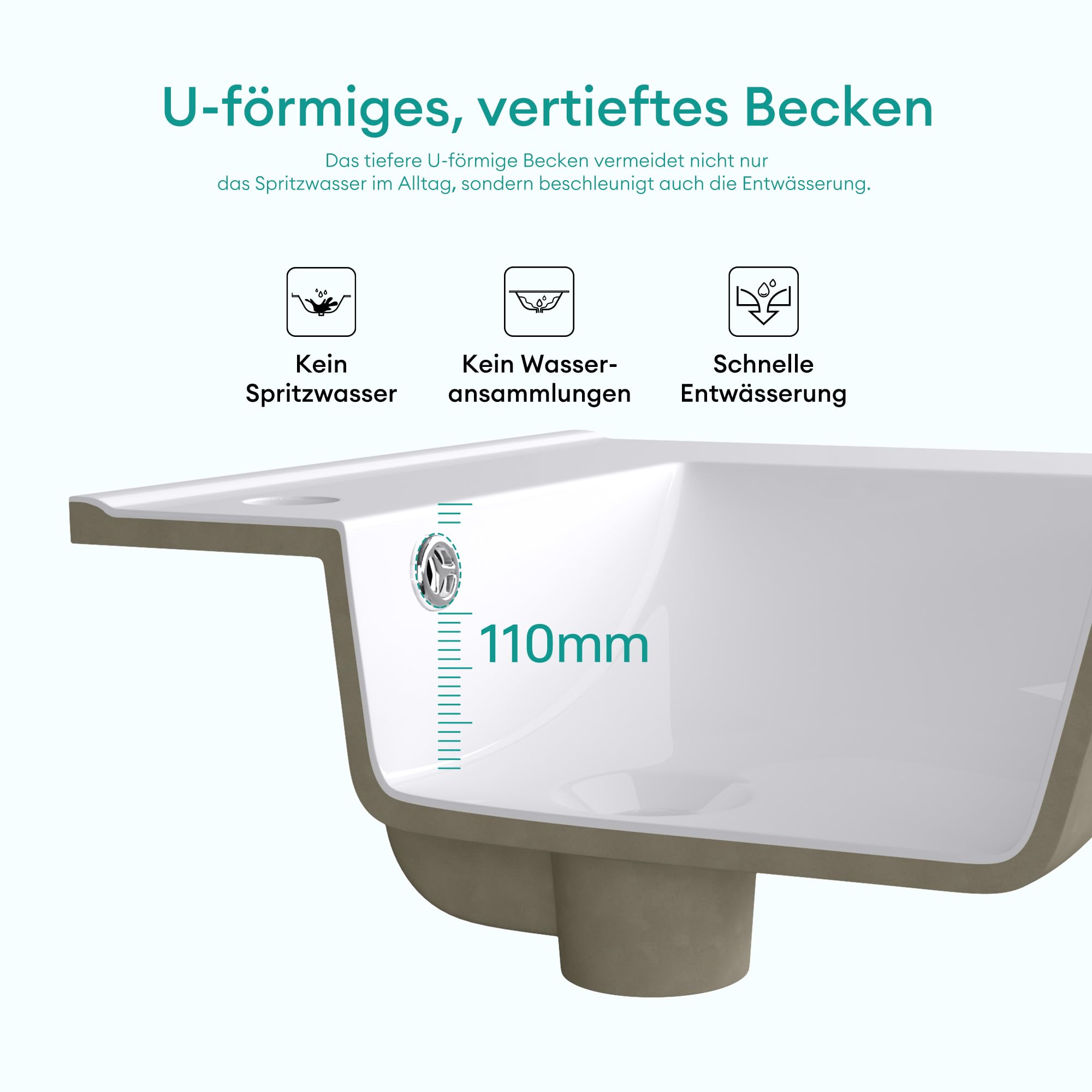 Mai & Mai Lavabo Empotrado Blanco brillante 80 x 47 cm Cerámica Brüssel912