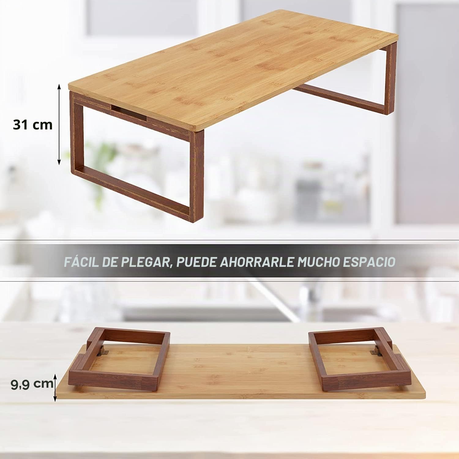 SogesHome mesa Auxiliar de bambú Plegable Mesa de café y té Zen de suelo Mesa de tatami Bahía Retro para Sala de Estar y Dormitorio Patas plegables con piñas