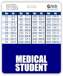 Medical Student Badge Buddy Horizontal w/Height & Weight Conversion Charts (Oversized, Navy)
