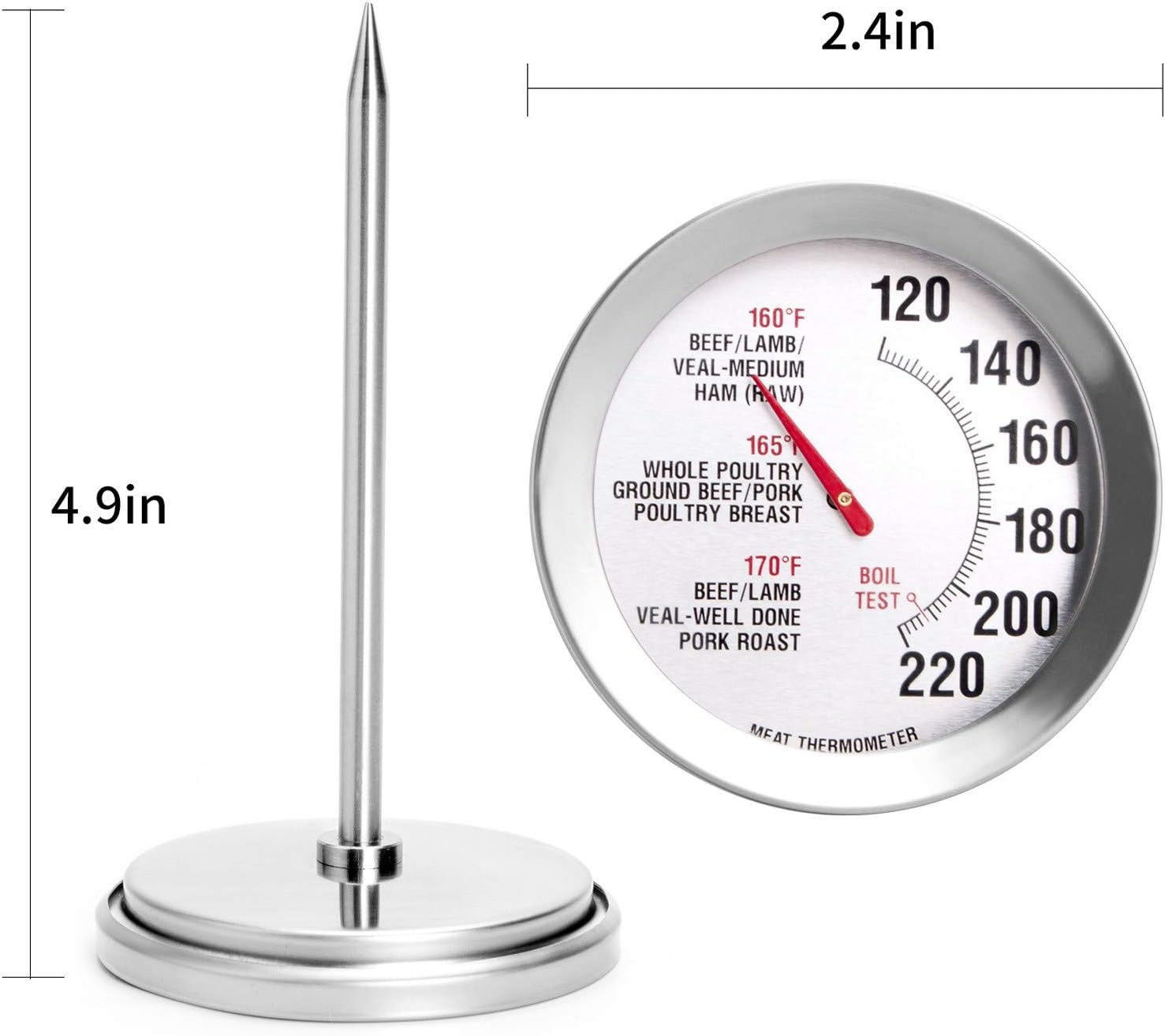 review Cafuvv Roasting Meat Thermometer T731 Oven Safe Large 2.5-Inch Easy-Read Face YV0