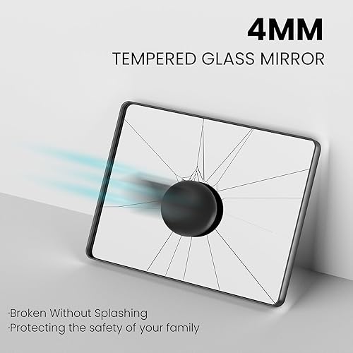 Miniatura 5 de Espejo de baño plateado cepillado de 40 x 36 pulgadas, espejo rectangular con marco de metal para tocador de baño, espejo de decoración del hogar de