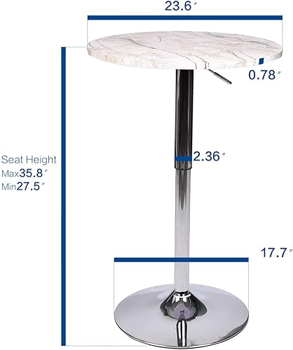 Miniatura 3 de Puluomis Juego de 3 mesas de bar, con 2 taburetes de bar de elevación de aire cromados contemporáneos, taburetes giratorios acolchados y ajustables