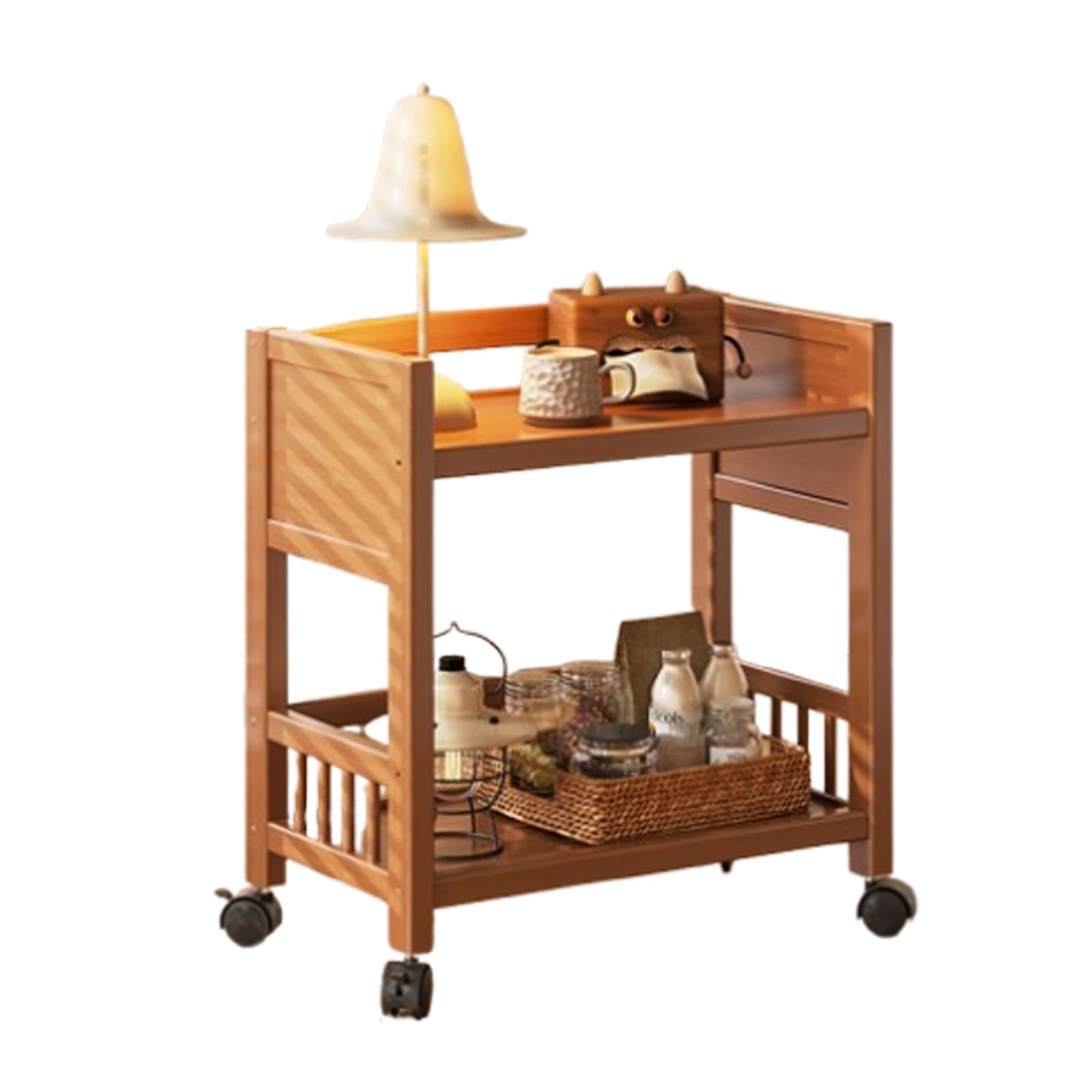 Carrello portaoggetti in bambù a 3 ripiani con ruote, organizer mobile per cucina e soggiorno per un facile spostamento e risparmio di spazio