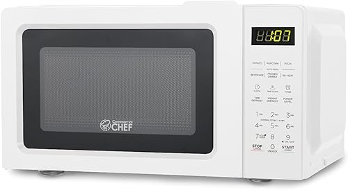 Vista 82 de COMMERCIAL CHEF Microondas de 0.7 pies cúbicos con 10 niveles de potencia, microondas de 700 W con pantalla digital, con cerradura de puerta de Negro