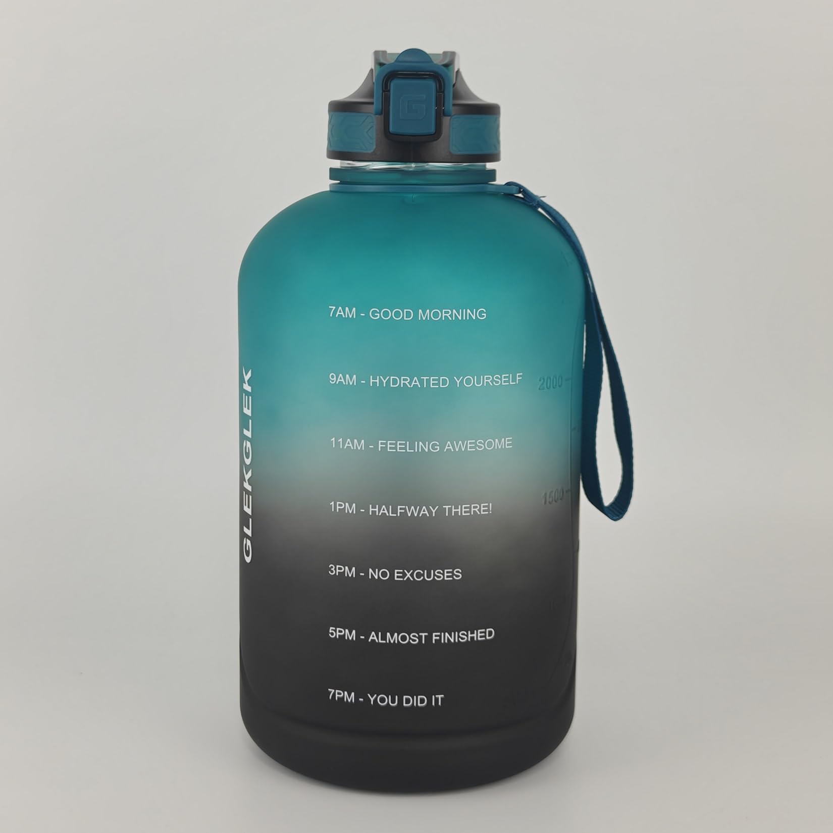 GLELGLEK Large 3L Water Bottles with Straw, BPA Free, Greenblack