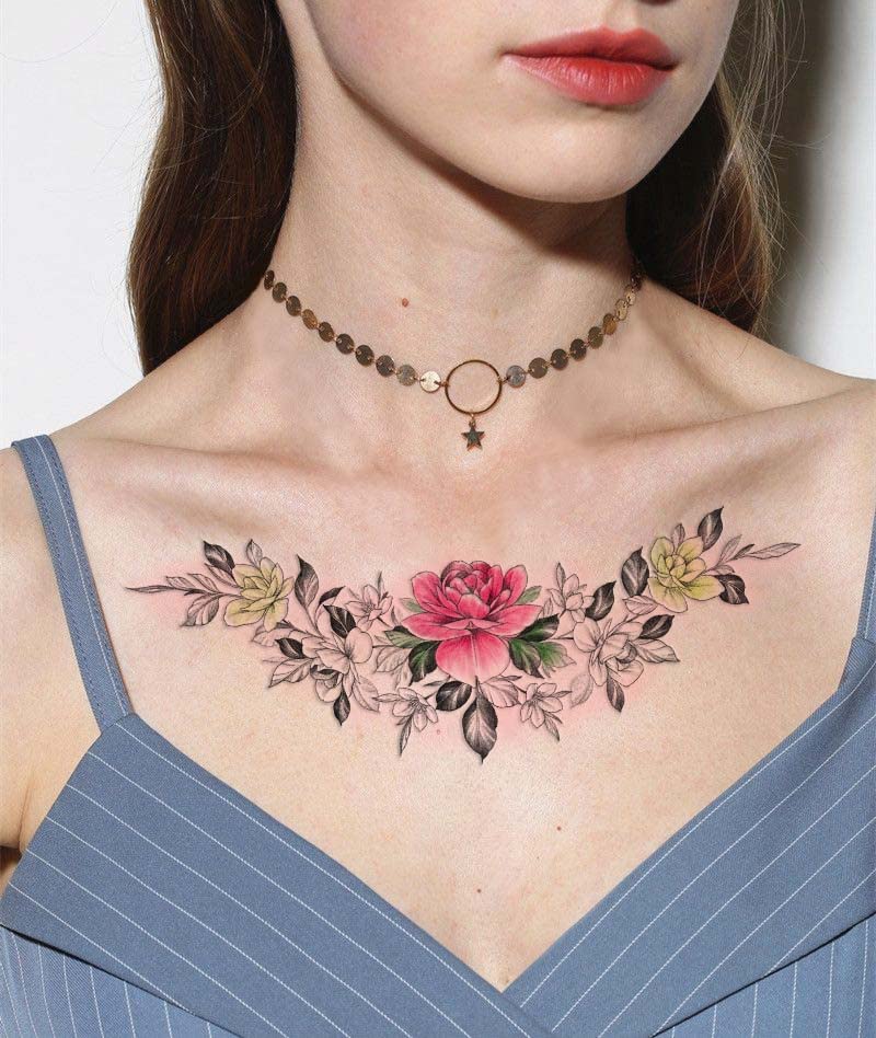 Miniatura 4 de Aresvns Flores de tatuaje temporales para mujer, 30 hojas, rosas de tatuaje falsas realistas, impermeables y duraderas, regalo del día de San