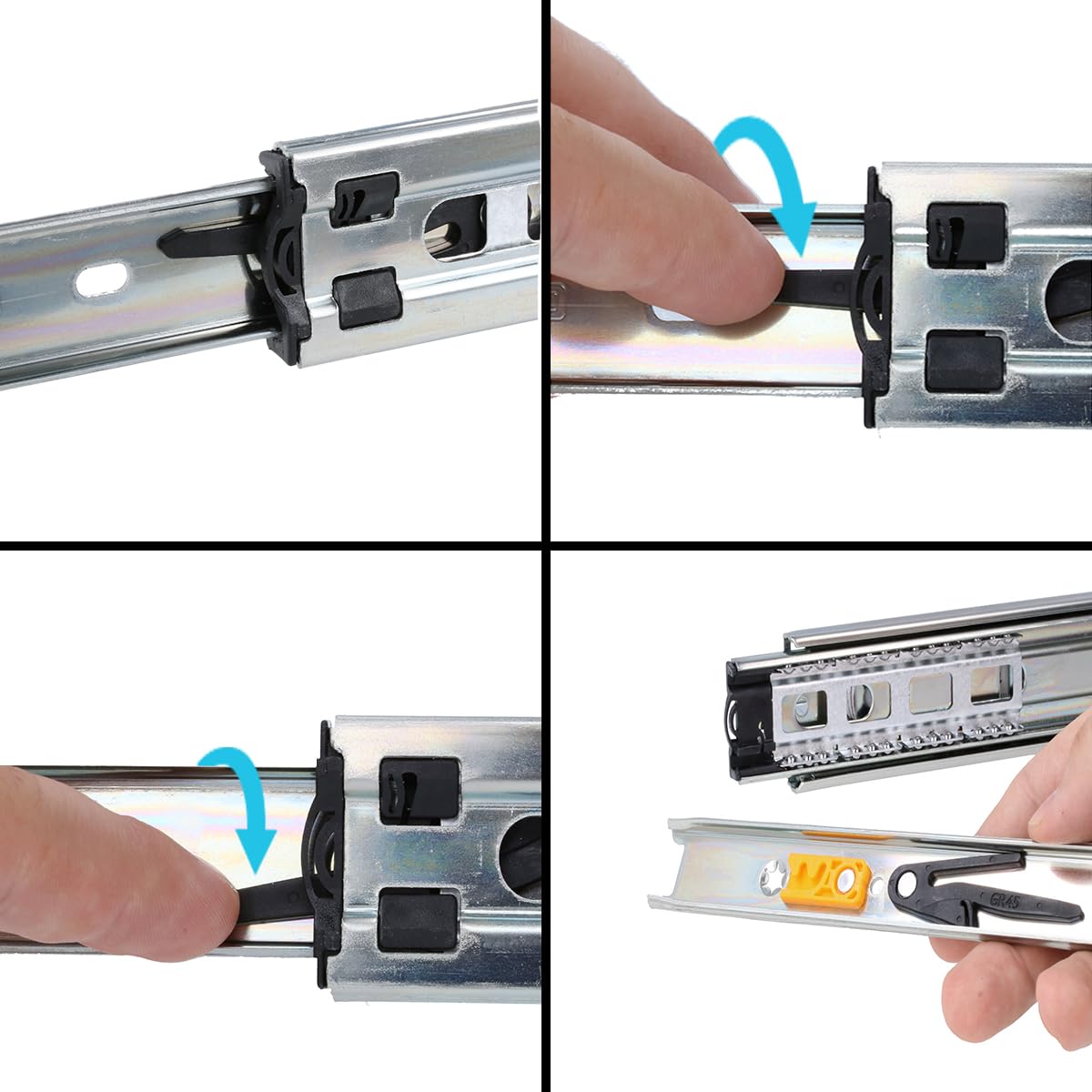 MS Beschläge Drawer Runners 27 mm Height, Ball Guide for Smooth Running, Telescopic Rail Made of Galvanised Steel - Image 4