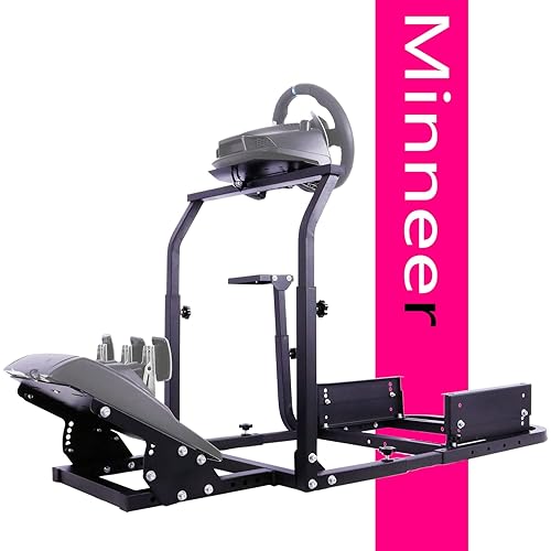 Minneer Simulator Driving Cockpit Frame Adjustable fit for Logitech G25G27G29G920 Racing Wheel Stand Gaming Steering Stand, Wheel and Pedals Not Included