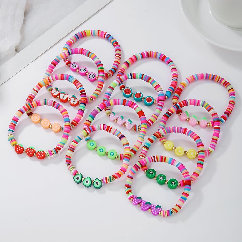 Friendship Bracelets Boho Stackable Bracelets for Women Surfer Heishi Clay Bead Bracelets Stretch Preppy Bracelets Colorful Boho Bracelets for Women - Image 4