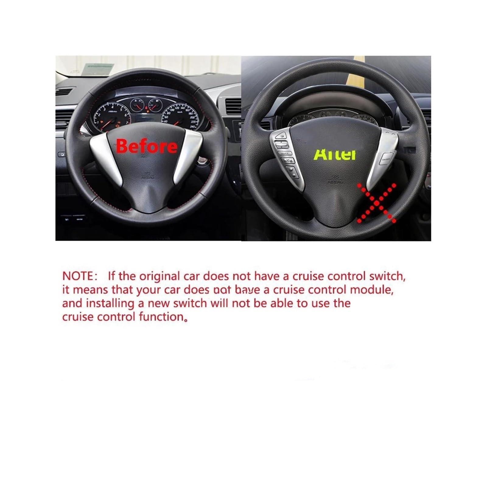 Volante Multifunzione Tasto Per Nissan Per Tiida 2011-2015 Per Versa 2014-2015 25550-3DA6A Interruttore Controllo Della Velocità Pulsanti Al Volante | Piano black