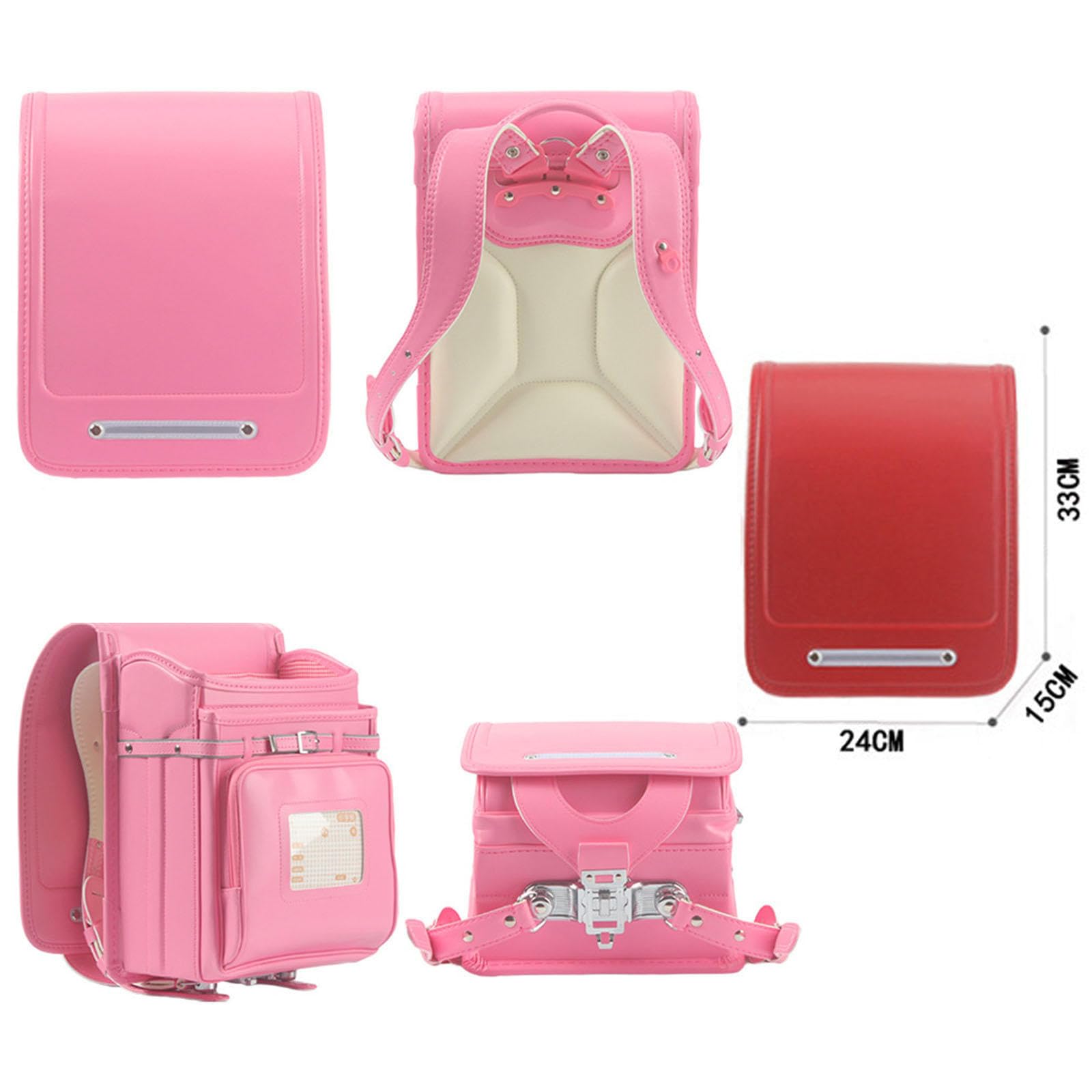Zaino Scolastico Giapponese in Pelle Pu Impermeabile, con Chiusura Semiautomatica, Leggero E Capiente, per Bambini E Bambine. LightBlue