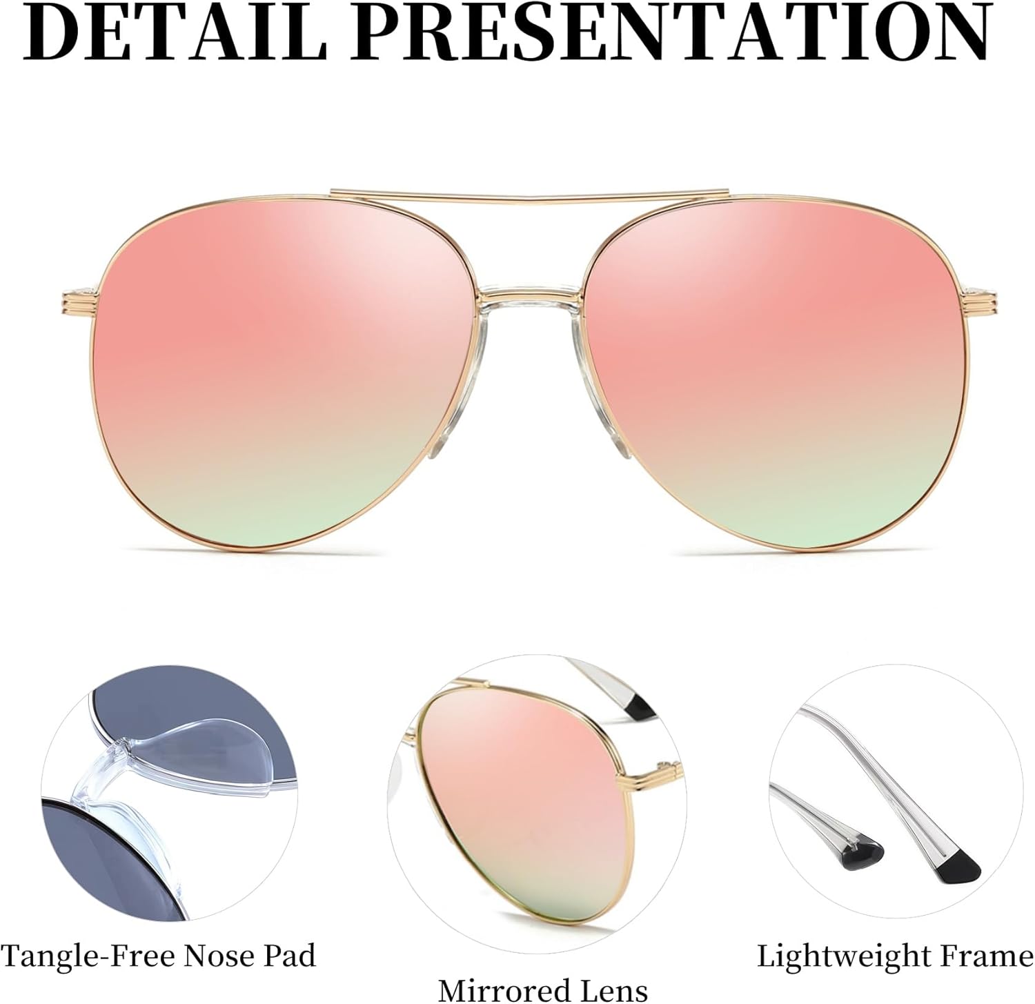 Classic Womens Sunglasses Tangle Free Polarized Aviator Sunglasses for Women with UV Protection 2026 Trendy Shades - Image 2