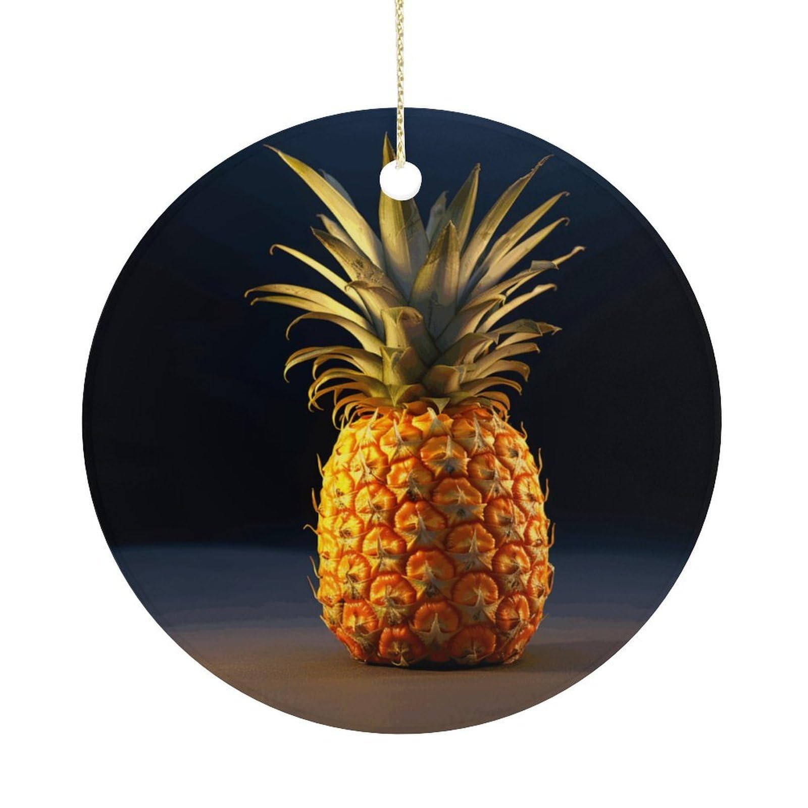 Pineapple Fruit Christmas Ornaments Colorful Round Ceramic Ornament Christmas Hanging Decor Christmas Tree Decorations Xmas Keepsake for Women Men Xmas Holiday Party