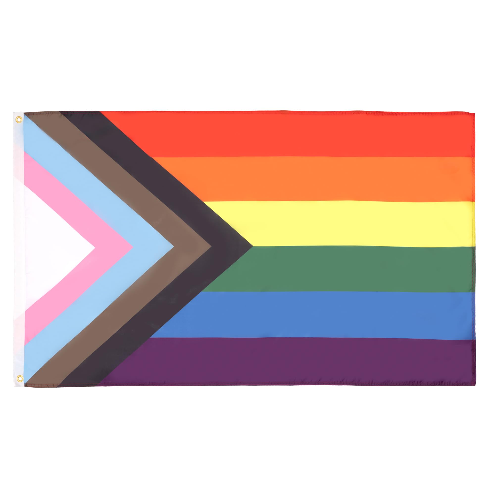 AZ FLAG - Flagge Regenbogen Progress Pride - 150x90 cm - LGBT Fahne 100% Polyester mit Messing-Ösen - UV-beständig - Vives Farben - 110g