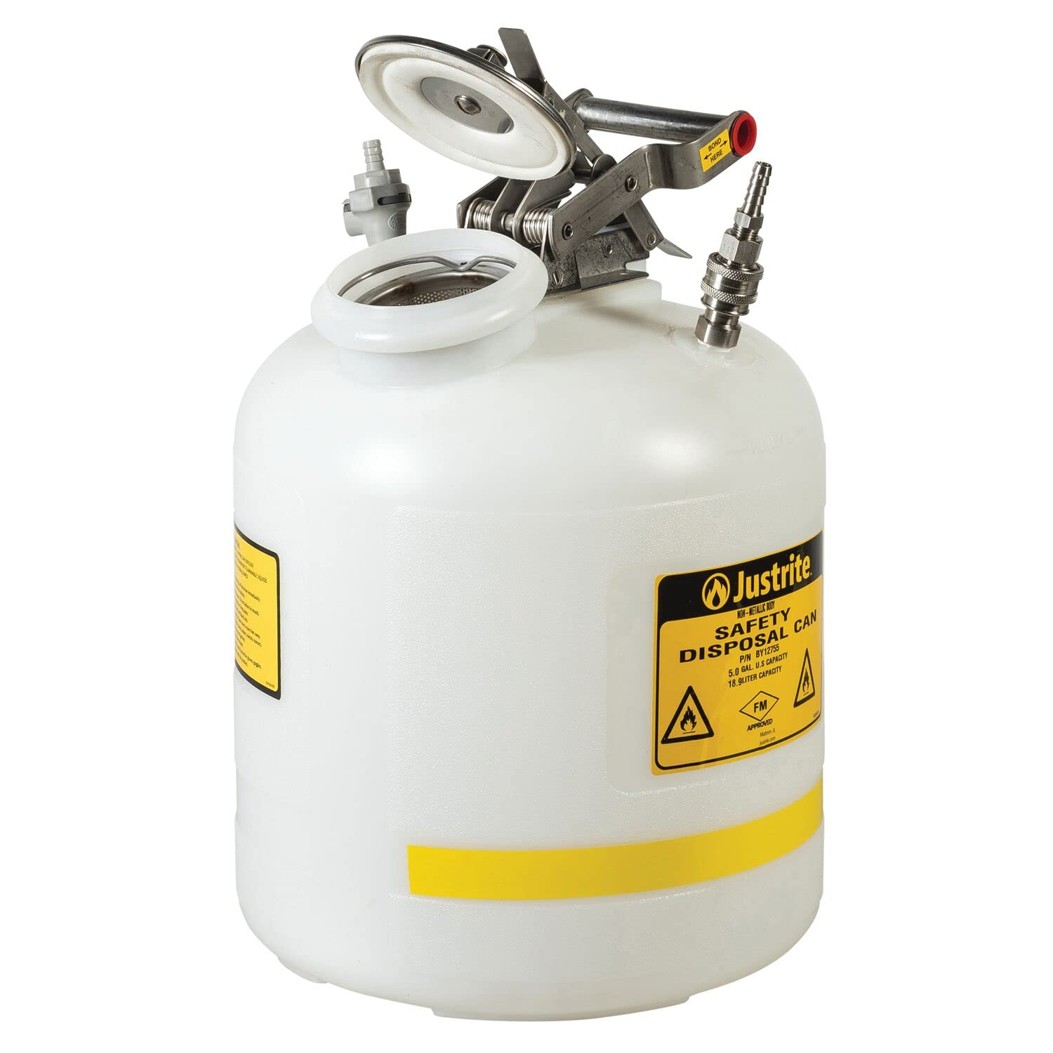 Justrite by12755 Centura Entsorgung Polyethylen vorgefertigte-Sicherheit kann mit Edelstahl PTFE Fassung, 5 Liter Kapazität