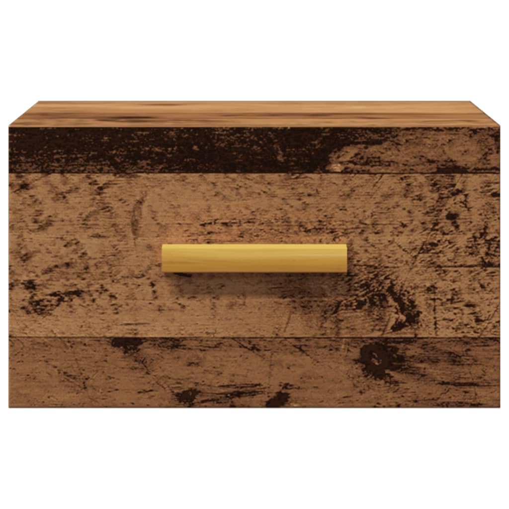 Comodino sospeso da parete, effetto legno anticato, comodino sospeso in legno per camera da letto e soggiorno, console da parete salvaspazio, 35 x 35 x 20 cm