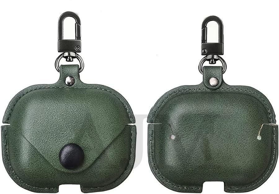 Image of AJM 360 Protection Shockproof Design Leather Case Compatible with Apple Airpods Pro 3 (Dark Green)