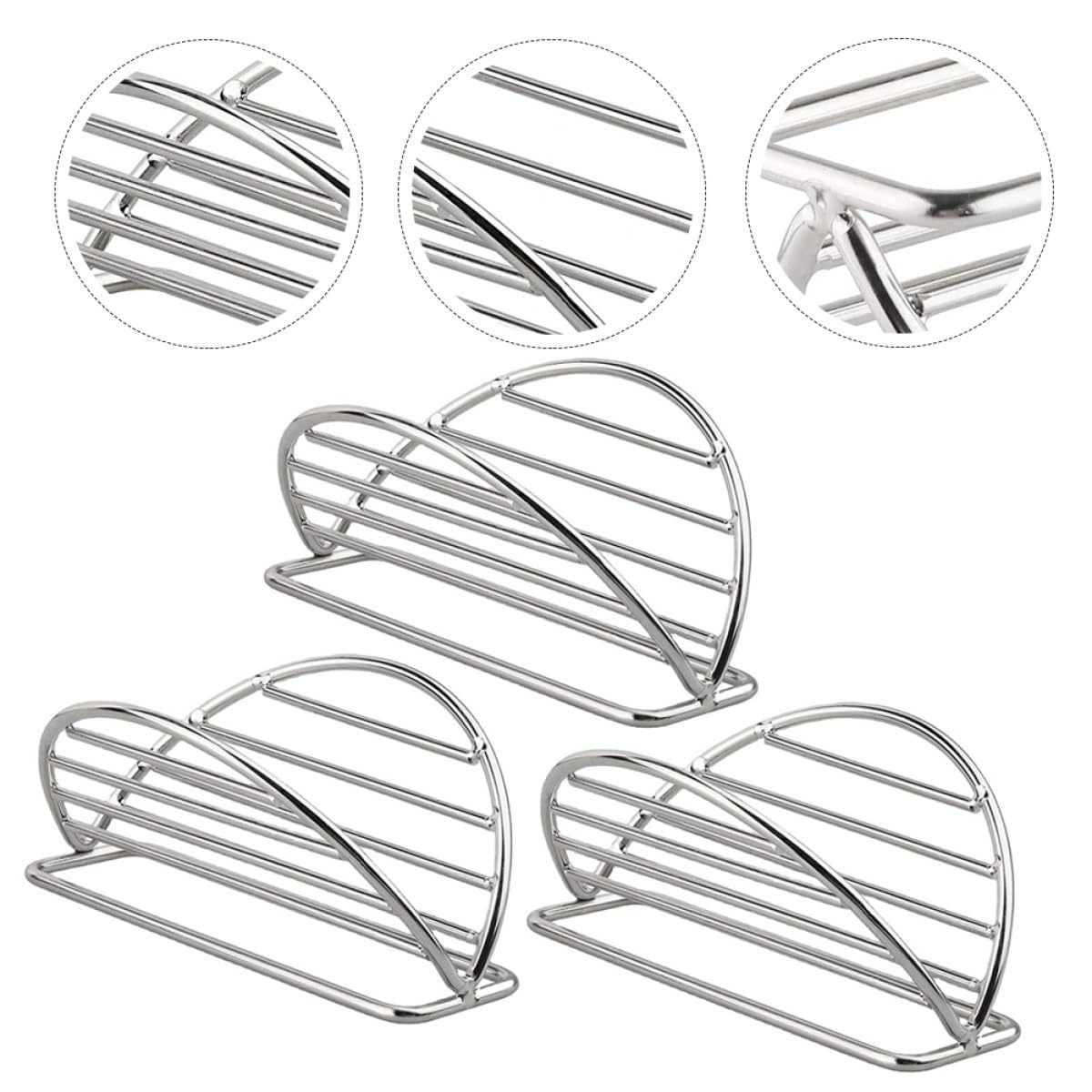 Soporte Piezas de Acero Inoxidable de Taco Tortillas de 3 Paquete Resistente Práctico en Adecuado Tacos y Burritos Uso Casa y Hotel