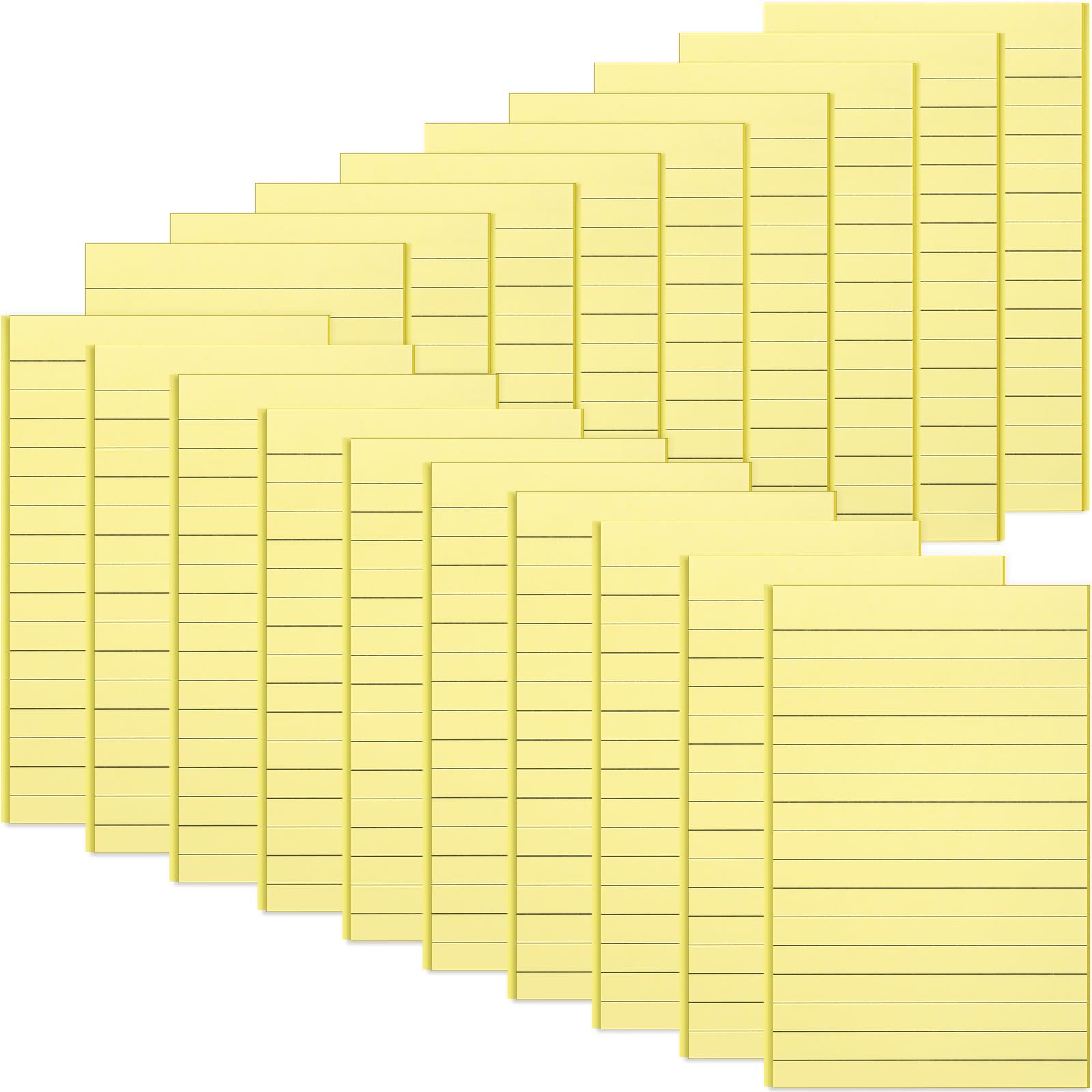 20 Stück linierte Haftnotizen, 10 x 15 cm, pastellliniert, Haftnotizen, Notizblöcke für Schule, Zuhause, Bürobedarf, 50 Blatt/Block (hellgelb)