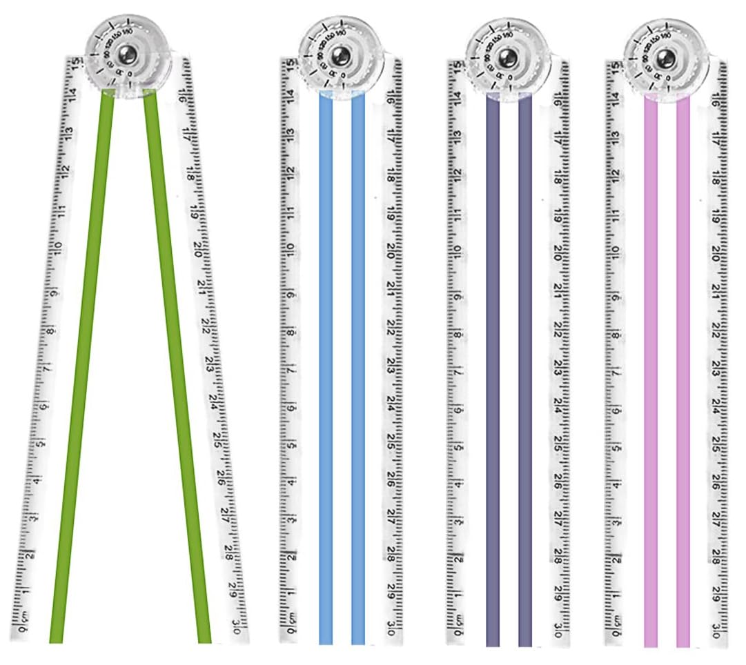 4Pack Folding Ruler Transparent 30cm 300mm Folding Ruler Clear (Multicolor-4Pcs)
