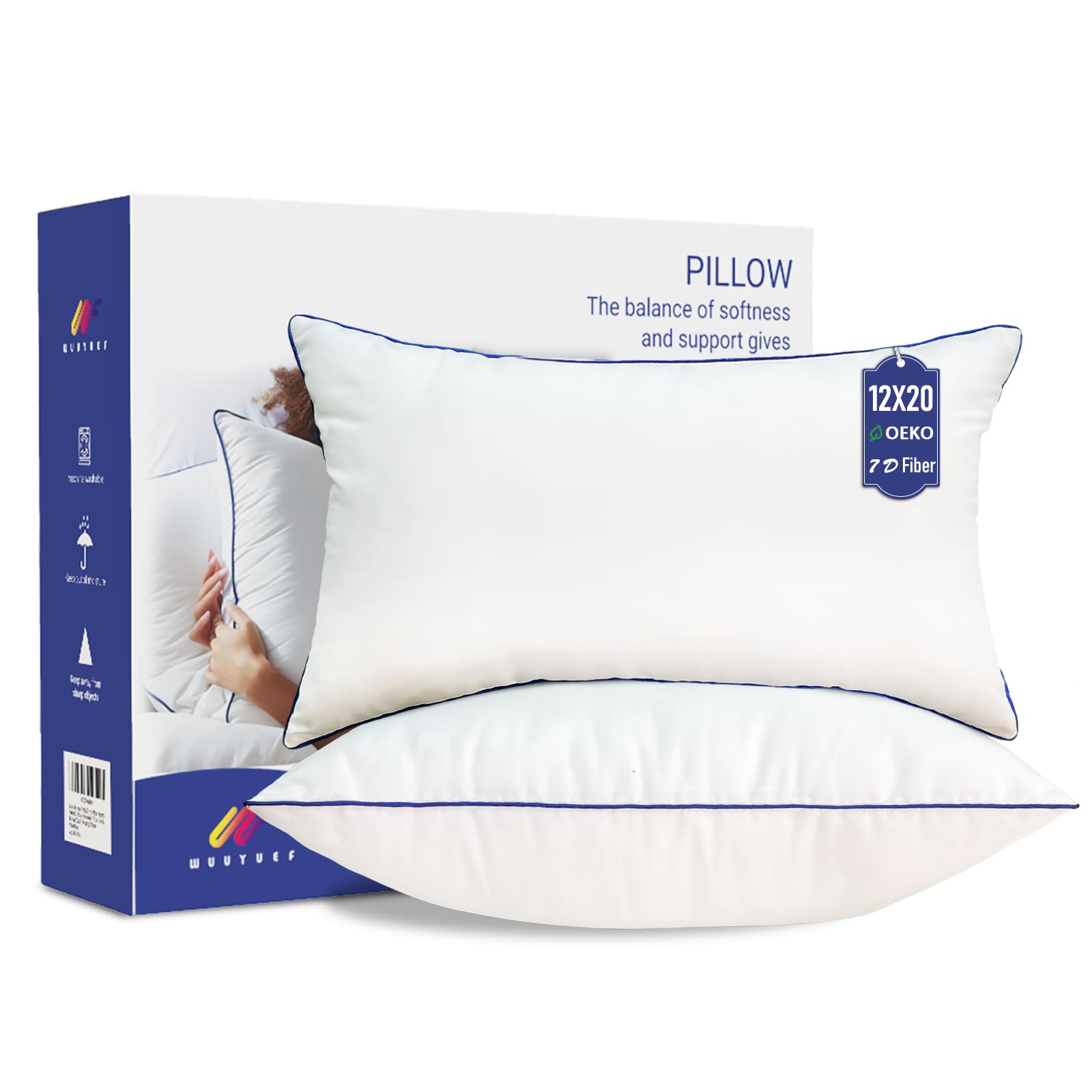 Wuuyuef 30x50 Cushion Insert 2-Pack,Down Alternative Blend Rectangle Cushion,Hypoallergenic Lumbar Support Pillow for Decorative Covers