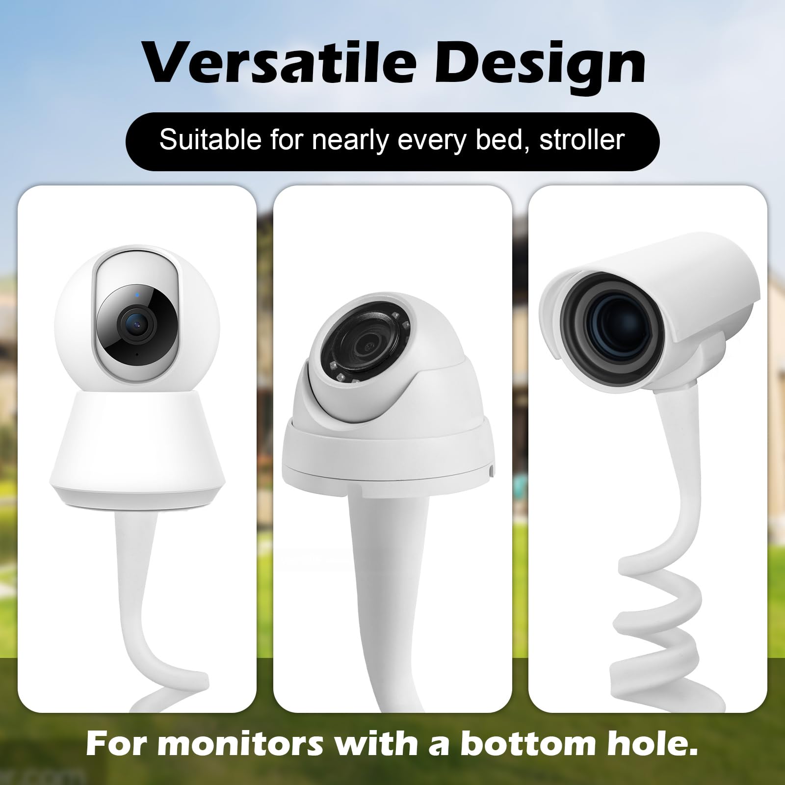 Soporte Camara Vigilancia Bebe Universal, Soporte Vigilabebes con Tornillo 1/4", Soporte Camara Bebe con Palo Flexible, Soporte para Monitor de Bebé, Compatible con la Mayoría de Vigilabebés