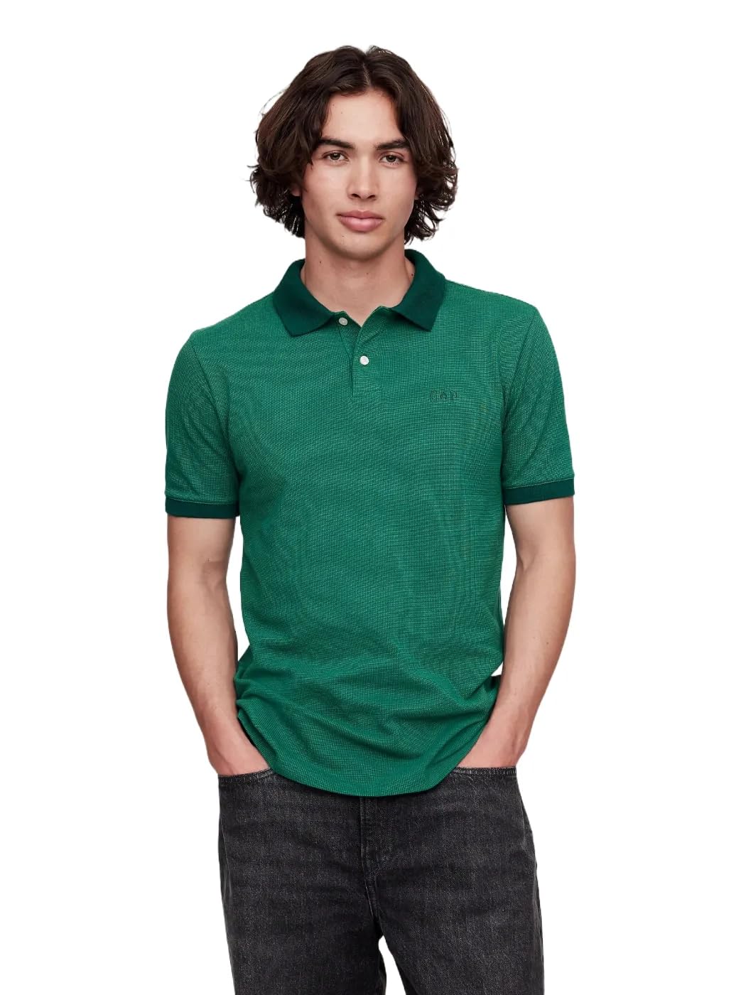 

                                                    GAP Mens Logo Pique Polo Rain Forest 19-5232 Tc M