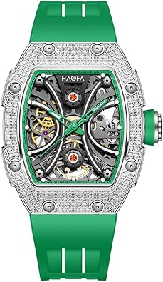 Haofa Automatic Watch for Ladies Gypsophila Case Double-Sided Hollow Womens Watch Sapphire Luminous Waterproof Watch Business Casual Fashion 1909L