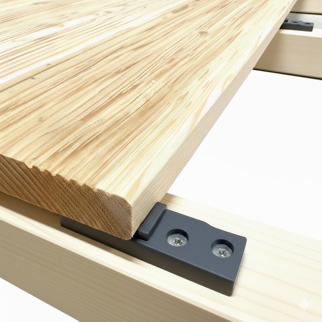 200 Stk. Abstandshalter für Terrassendielen verdeckte Befestigung Inkl. Edelstahl Schrauben + 1 Bit, Fugenbreite 2 mm / 4 mm oder 7 mm, Terrassenclips (HOLZ Unterkonstruktion, 4 mm Fugenbreite)
