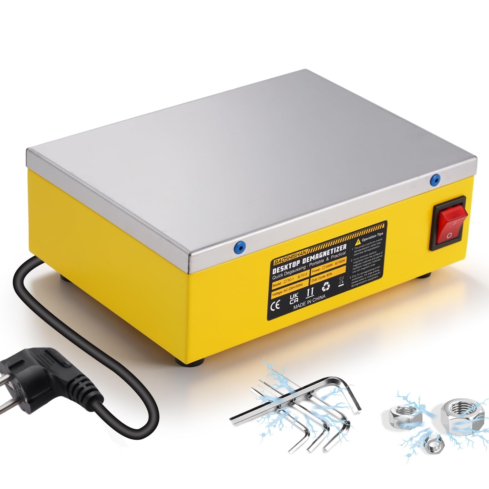 BAOSHISHAN Smagnetizzatore portatile 150W, bobina di rame puro, 80% velocità di continuazione, dimensioni 22×16×9CM, magnetizzazione e smagnetizzazione per utensili
