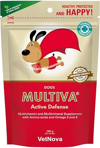 Multiva – Alimento complementario multivitamínico para perros Vetnova Multiva Active Defense Dogs 30 chews.