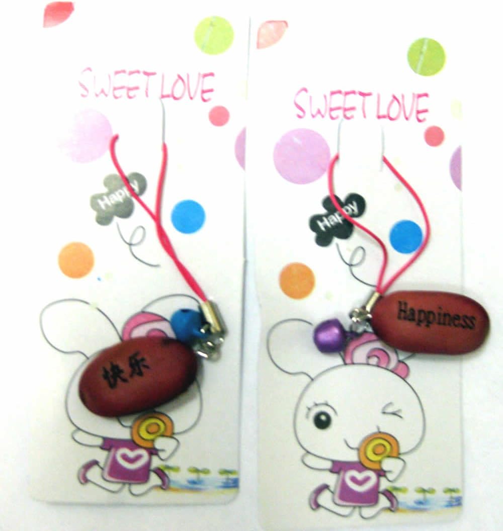 20 Pack-Message Lucky Red Bean Charm- Say It with Jack's Lucky Beans. Whole Sale Toys (Happiness)